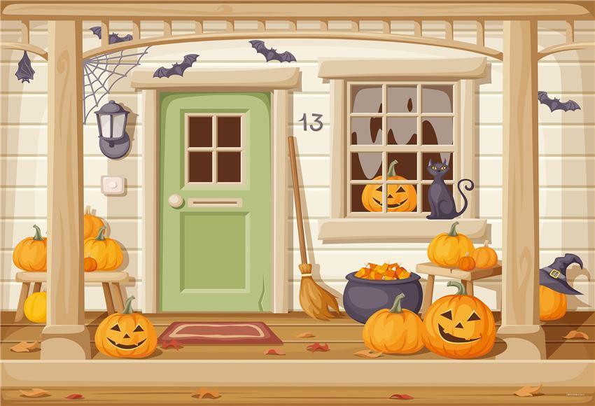 Cartoon Pumpkin Halloween Backdrops