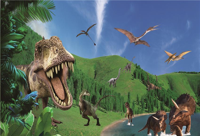 Happy Dinosaur Nature Photography Backdrop for Party
