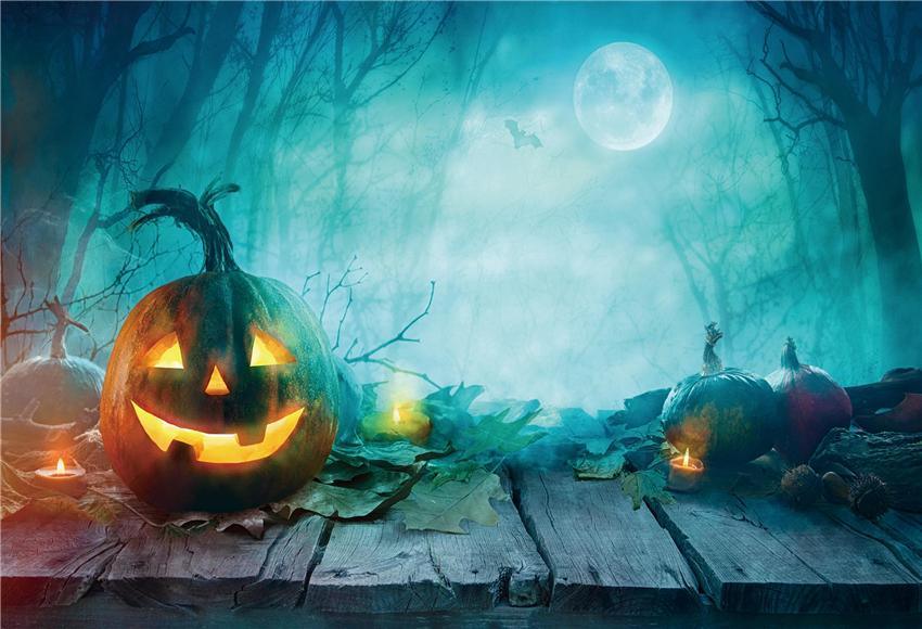 Maple Leaves Pumpkin Halloween Photo Backdrop