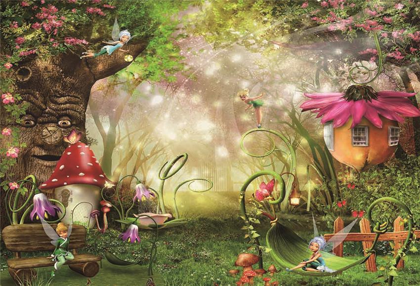 Green Forest Little Girl Spirits In The Forest Backdrop for Photography