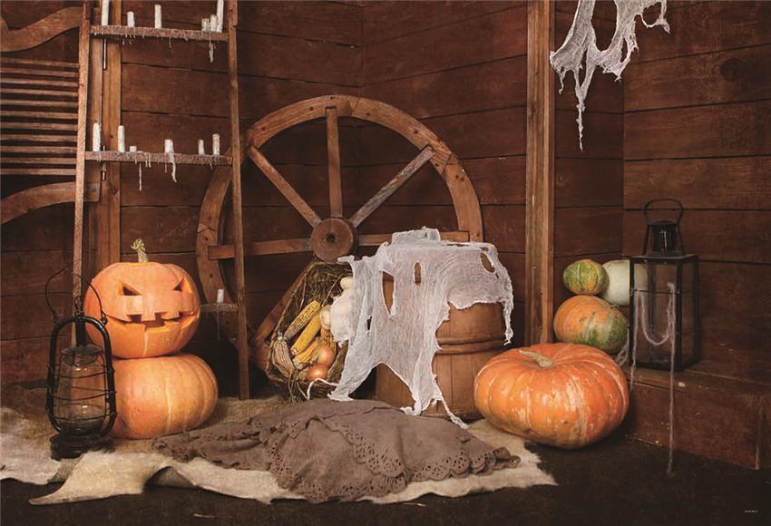 Vintage Barn Fall Pumpkin Photography Backdrops
