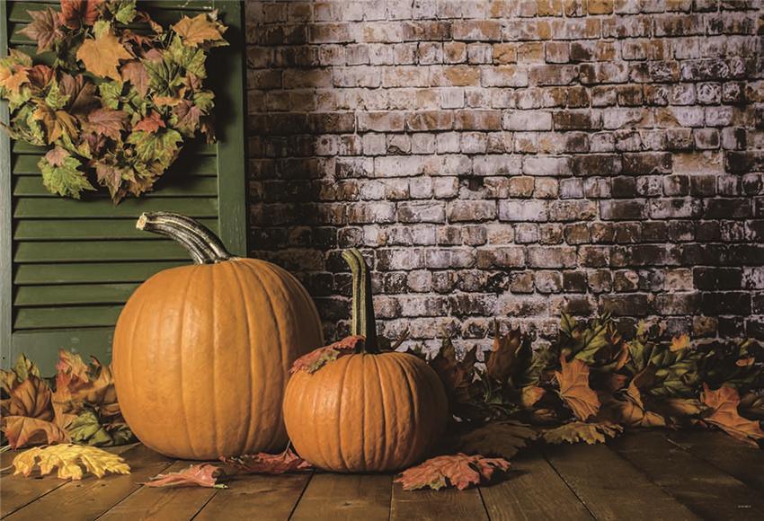 Fall Brick Pumpkin Photography Backdrops