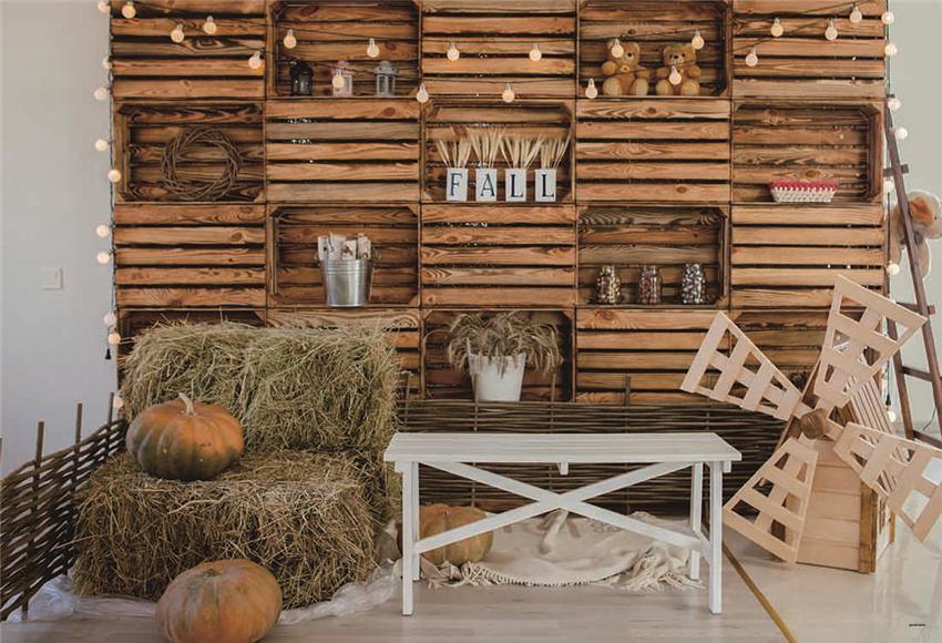 Wood Fall Haystack Pumpkin Photo Backdrops for studio