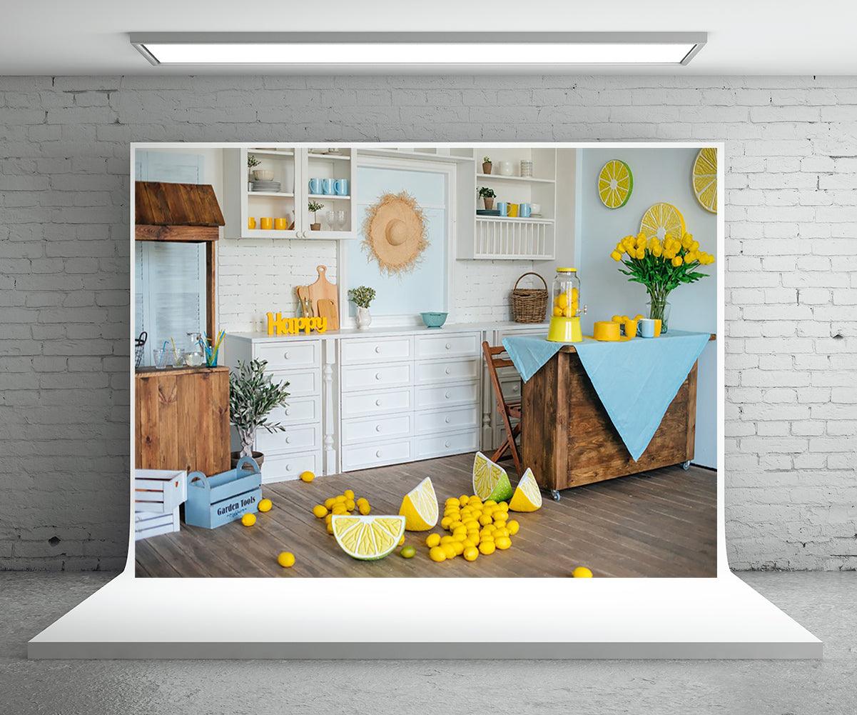 Happy Kitchen Lemon Backdrop for Party