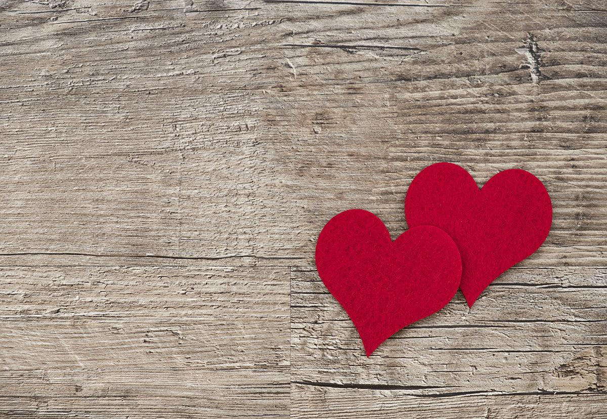 Vintage Wood Wall Red Heart Valentine's Day Backdrops