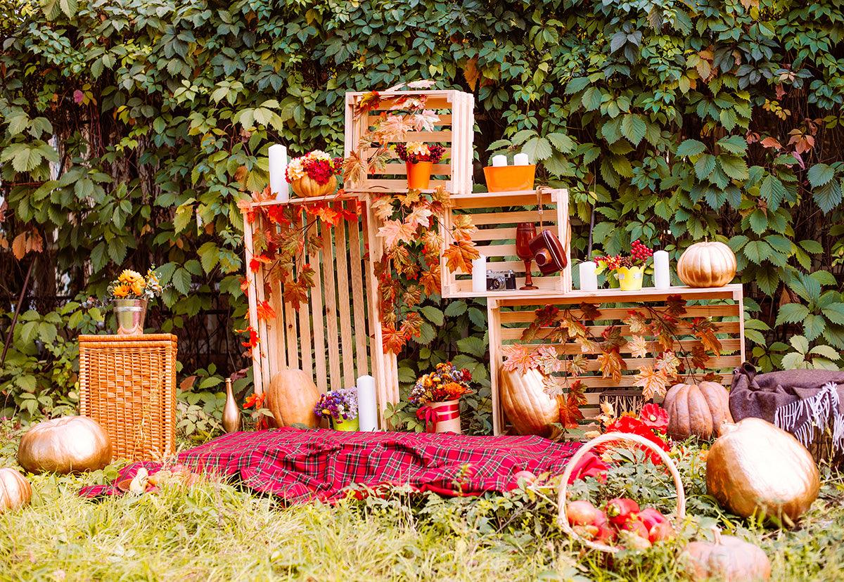 Fall Gold Pumpkin Maples Photo Studio Backdrops
