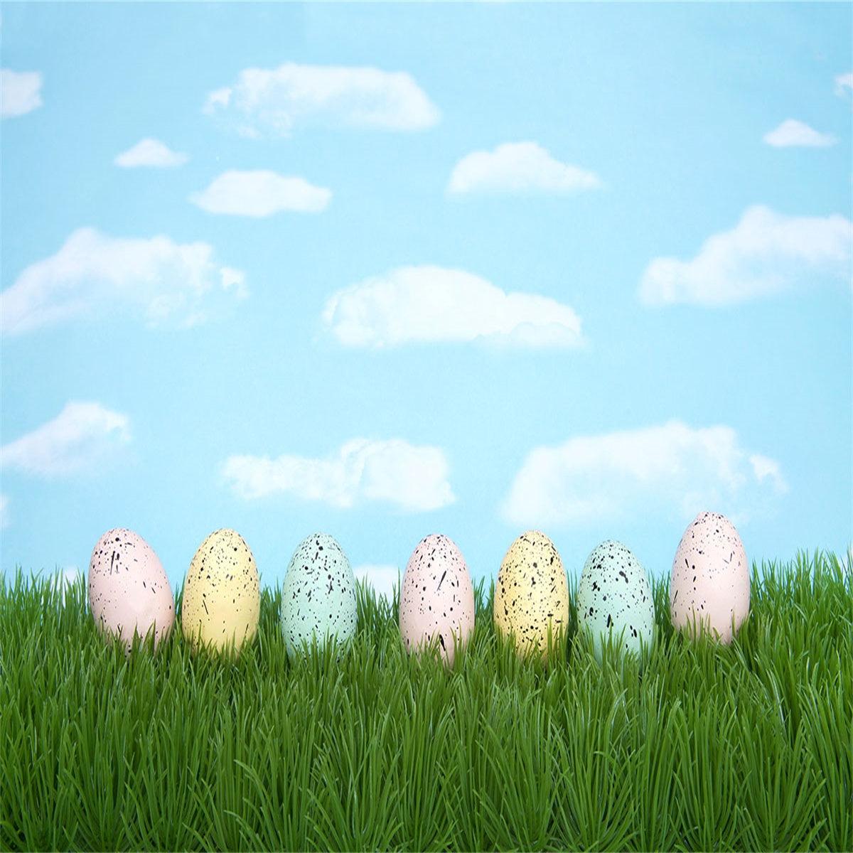 Blue Sky White Cloud Easter Green Grass Backdrops