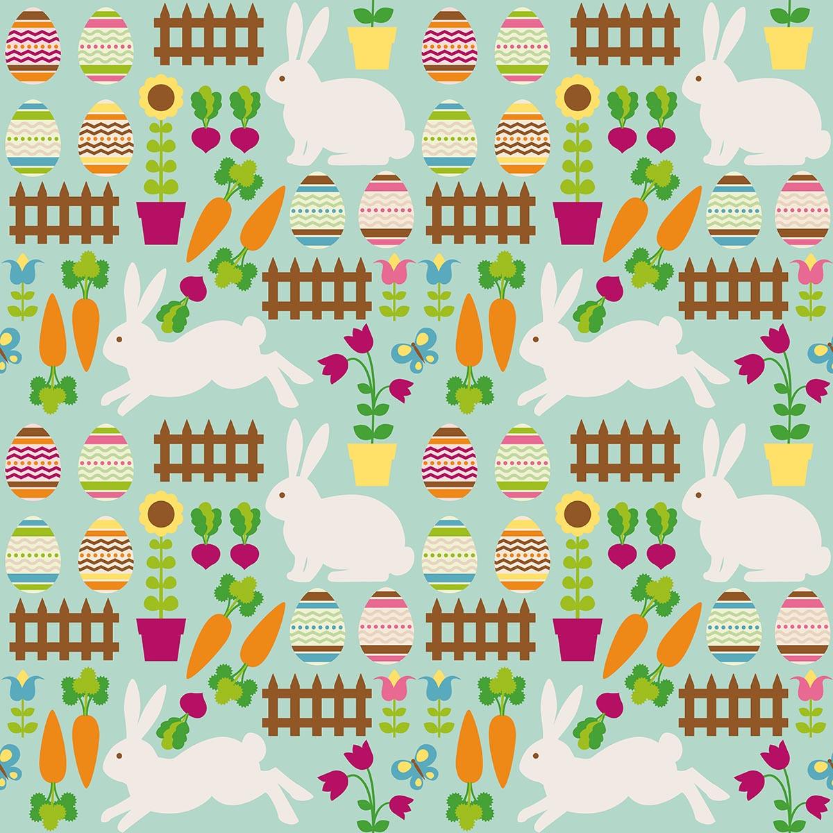 Cartoon Rabbit Carrot Happy Easter Backdrops