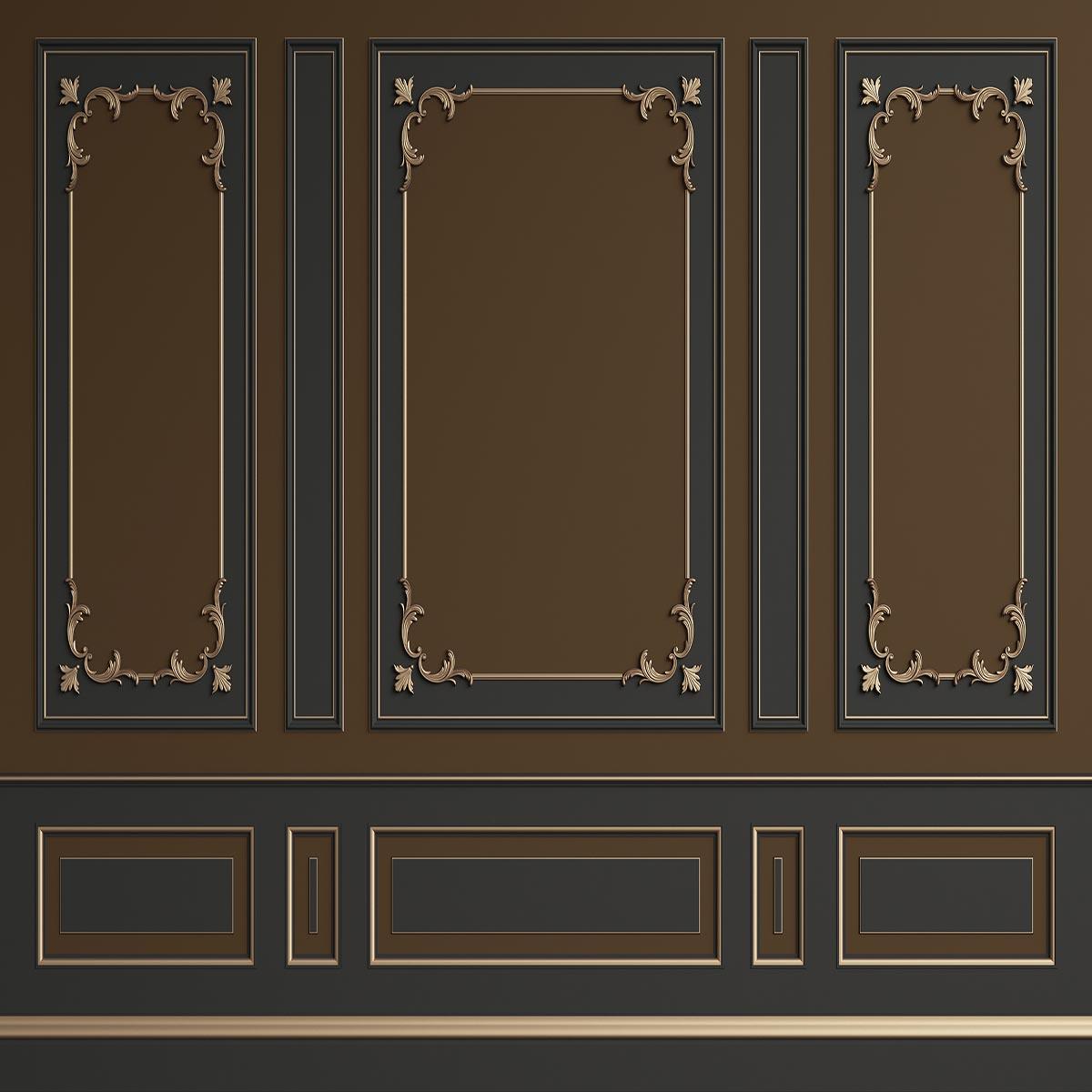 Brown and Dark Grey Gold Edge Wall Photo Backdrop for Wedding