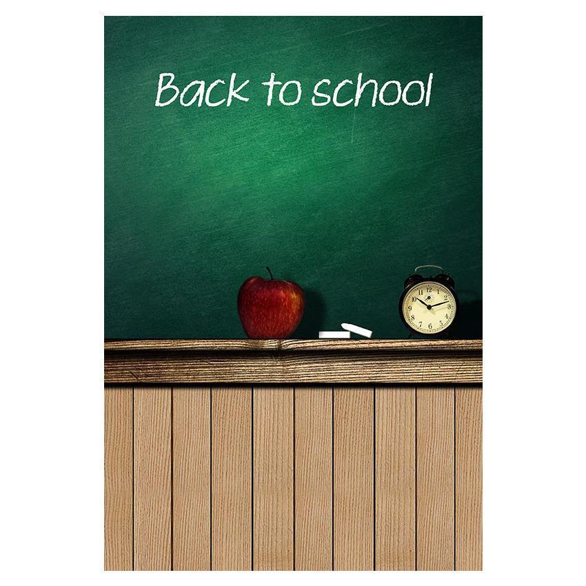 Printed Back To School On Chalkboard and Wood Floor For Students Photography Backdrop