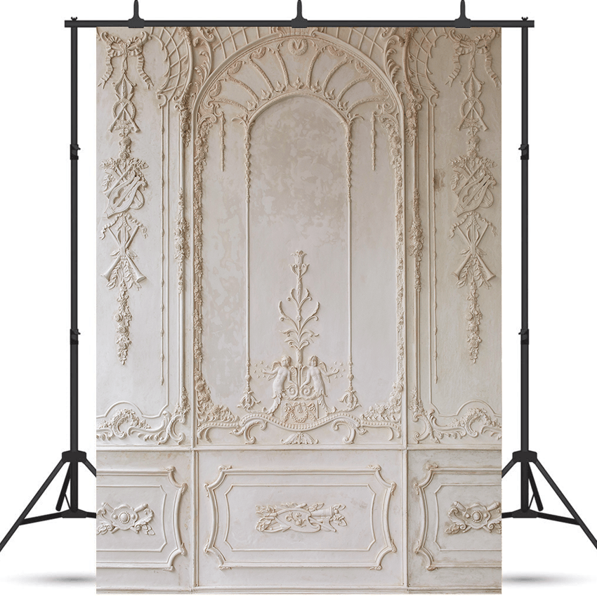 Beige Ornate Plaster Wall Backdrop for Photography SBH0411