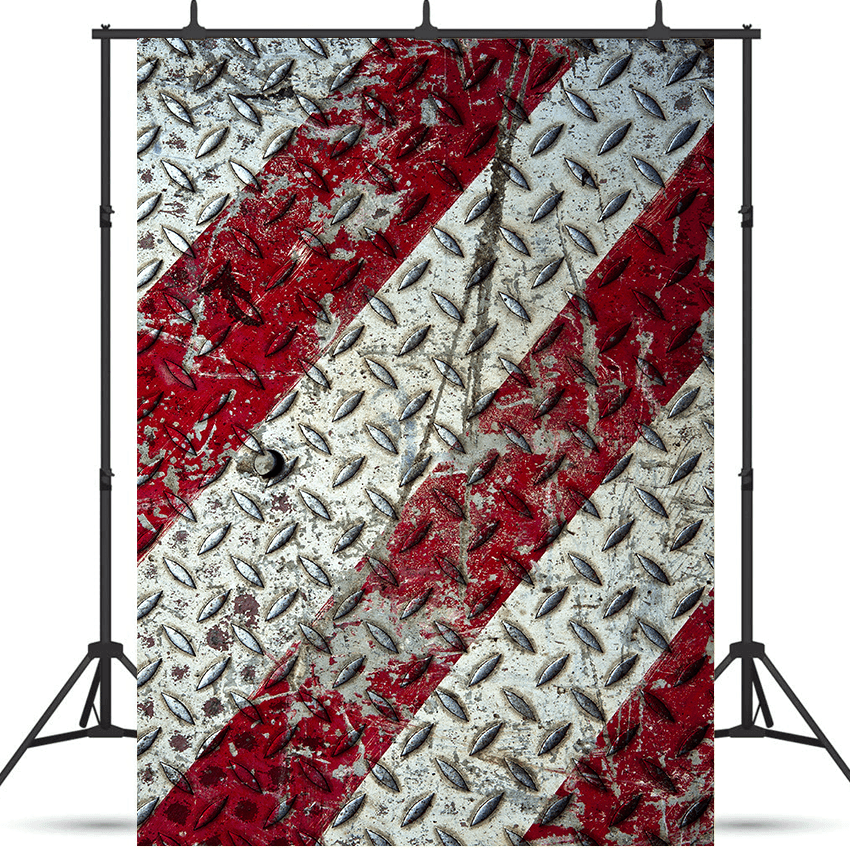 Red and White Rusty Metal Texture Fabric Backdrop SBH0425