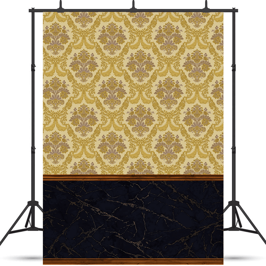 Golden Damask Pattern Seamless Backdrop for Photo SBH0503