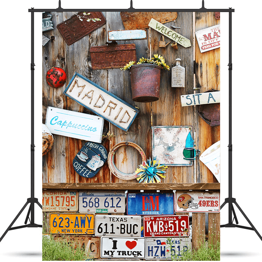 Assorted-color Signage Lot Wooden Wall Backdrop SBH0570