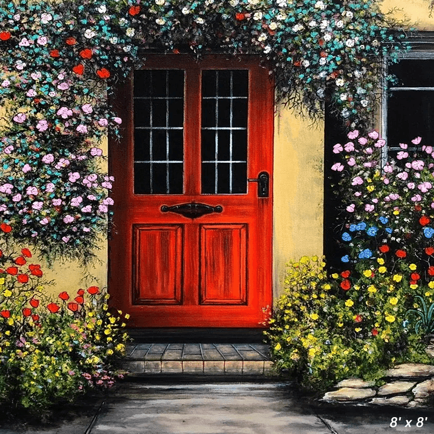 Country Front Door Floral Abundance Photo Backdorp SBH0625