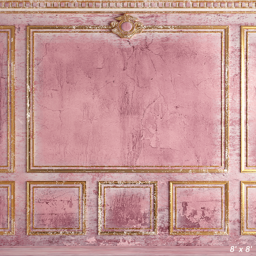Pink Classic Wall Old Gold Stucco Backdrop for Photo SBH0637
