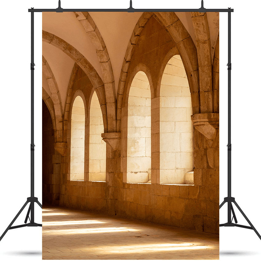 Brown and White Concrete Building Fabric Backdrop for Photo SBH0701