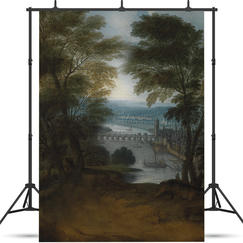 A Mountainous River Landscape Fabric Backdrop for Photo SBH0706