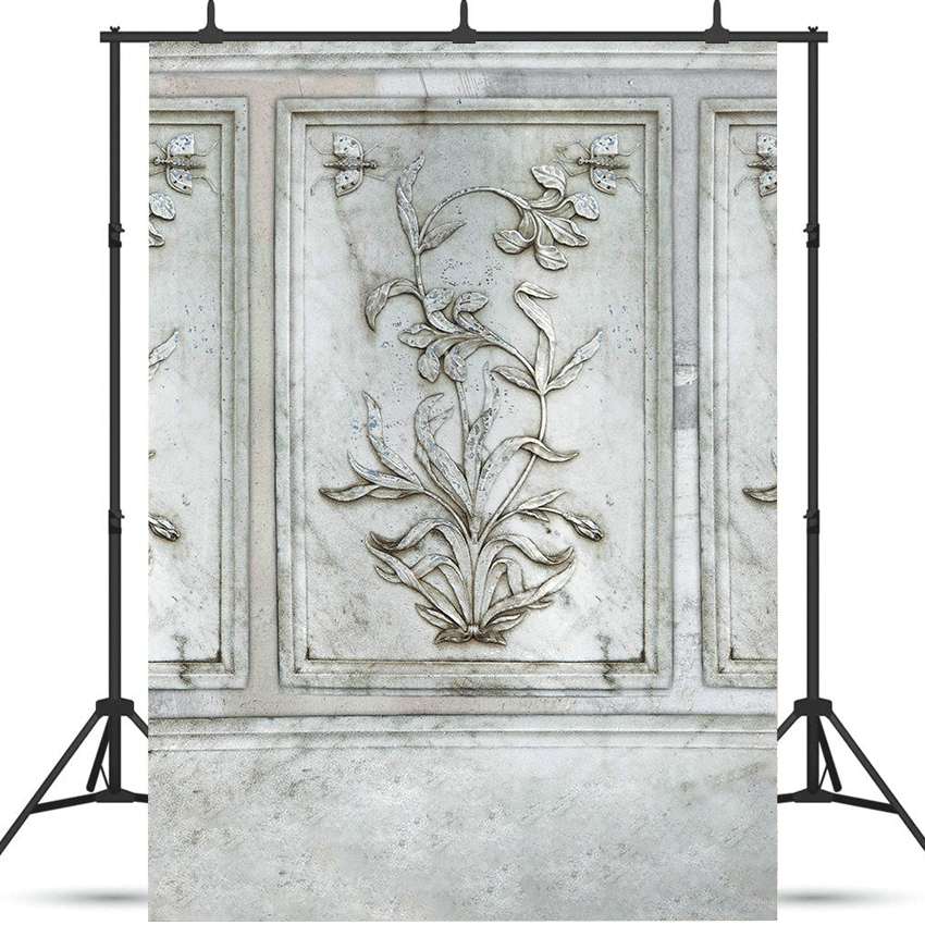 Elegant Marble Relief with Floral Motif Photography Background SBH0744