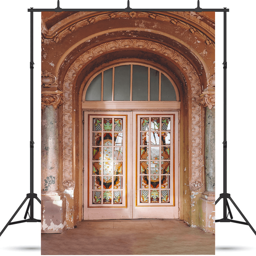 Vintage Stained Glass Doorway Photography Backdrop SBH0748