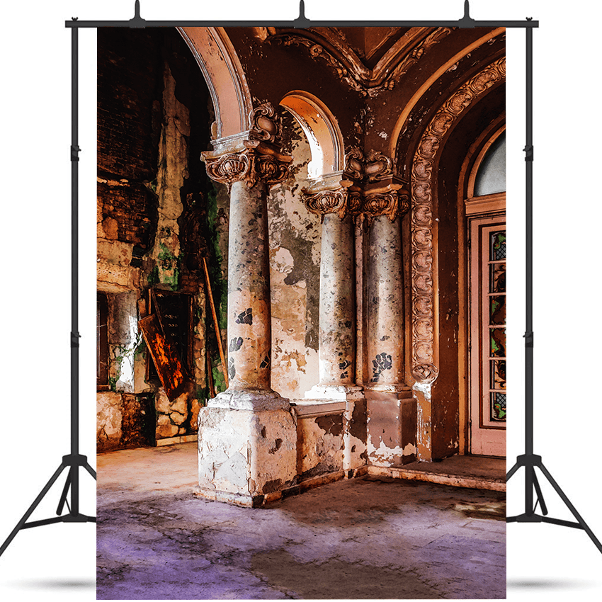 Rustic Arched Column Interior Photography Backdrop SBH0749