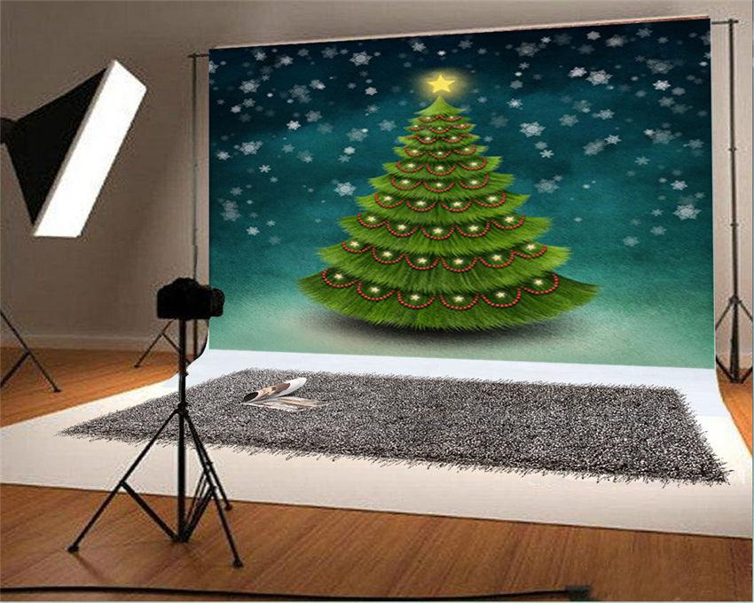 Snowflake Gold Star Night Christmas Backdrops