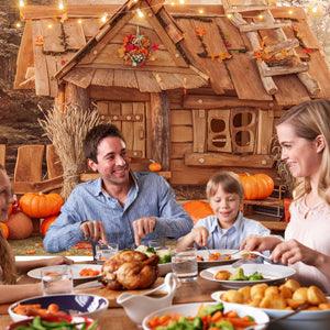 Pumpkin decoration Wooden House Photography Backdrop for Thanksgiving