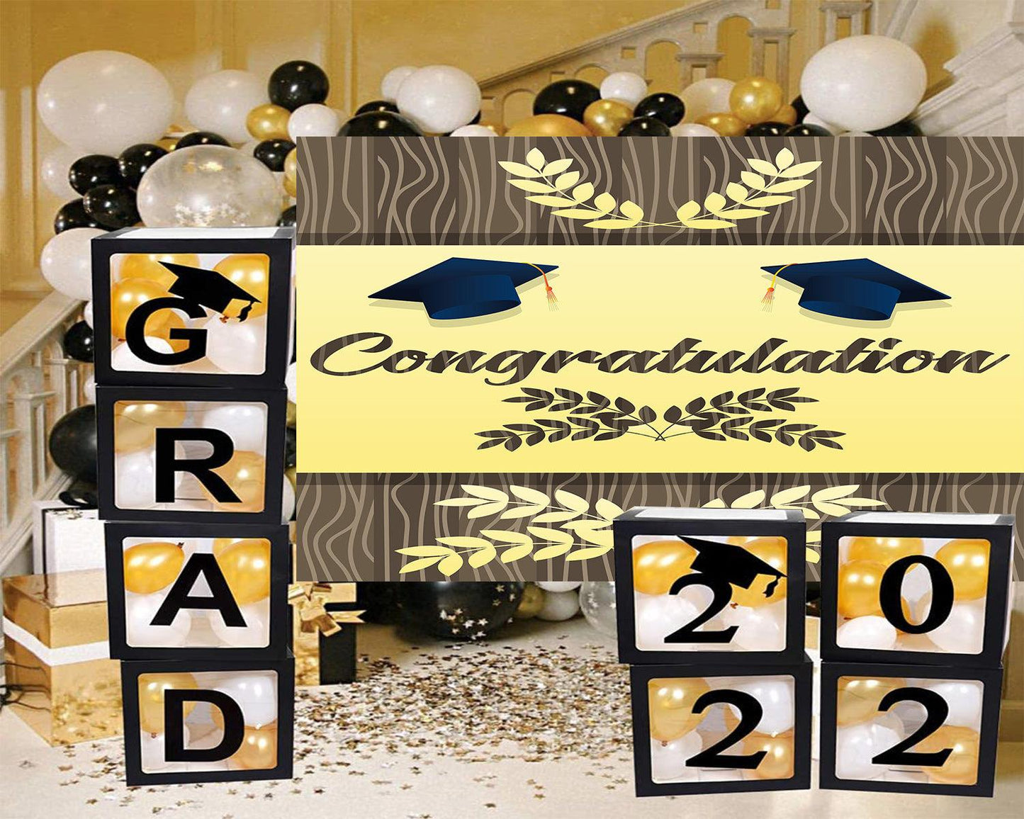 Stripe and Wheat decoration Graduation Party Backdrop for Photography Graduation Party Decorations TKH1867