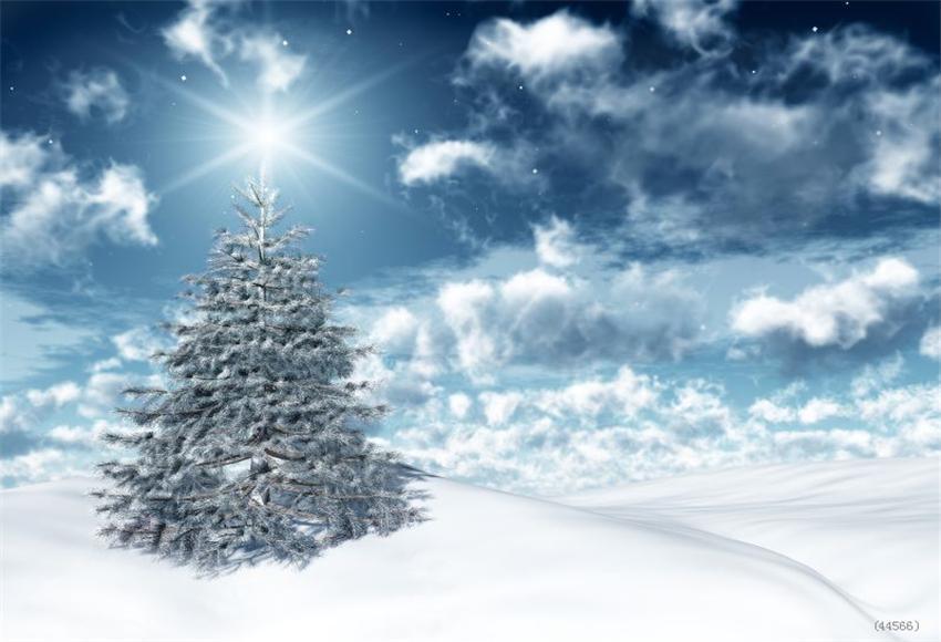 White Cloud Snow Tree Winter Backdrop