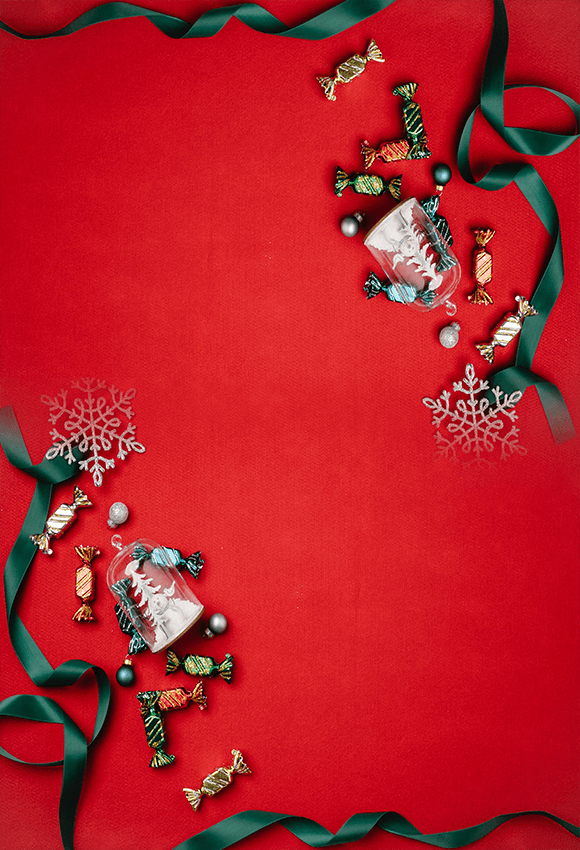 Red Snowflake Ribbon Photo Christmas Backdrops Photography
