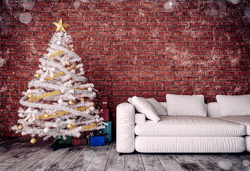 Brown Brick Wall Christmas Festival Backdrop