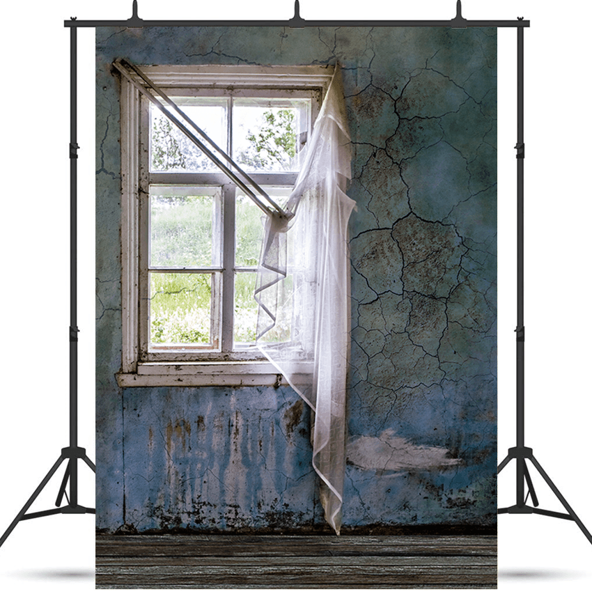Grunge scene View On Broken Window Backdrop for Photography SBH0151