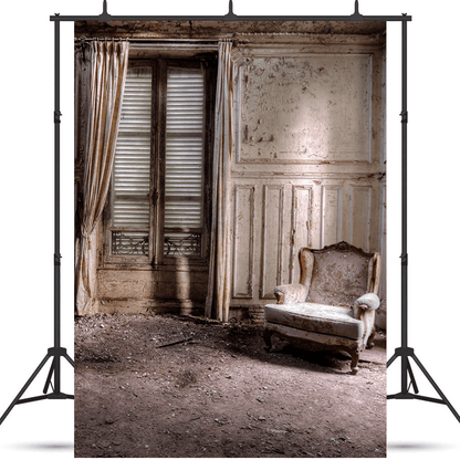 Abandoned Room White Armchair Photography Backdrop SBH0295