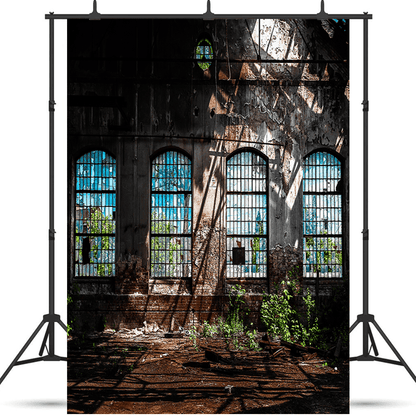 Abandoned Industrial Interior With Bright Light Backdrop for Photography SBH0196