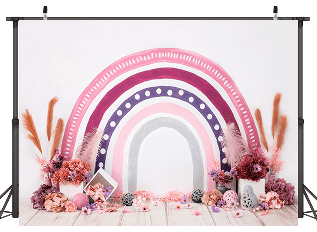 Pink Vintage Boho Rainbow Backdrop for Photoshootings SBH0262