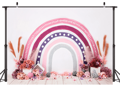 Pink Vintage Boho Rainbow Backdrop for Photoshootings SBH0262
