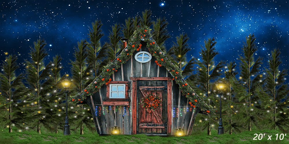 Merry Christmas Wintry Village Backdrop for Photoshootings SBH0276