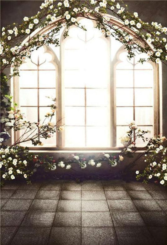 Windows Flowers Stone Floor Wedding Spring Backdrops