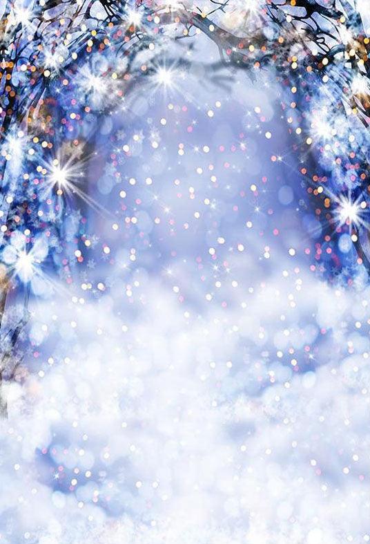 Christmas Bokeh Snow Scenery For Winter Photography Backdrop