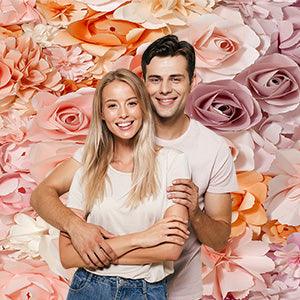 Pink Flower Background Floral Wall Backdrop for Party Photoshoot KH04991