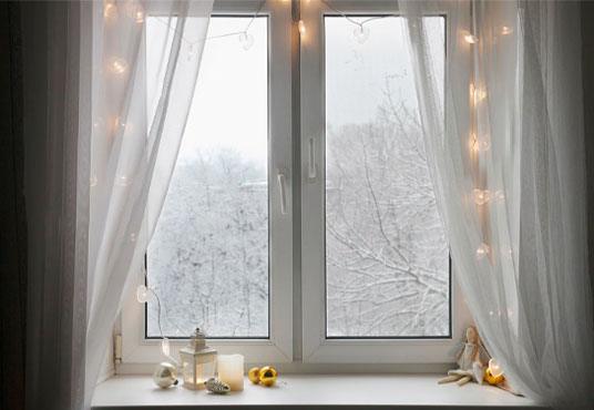 Snow Winter Windows Christmas Backdrop