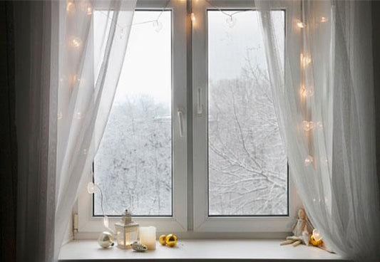 Snow Winter Windows Christmas Backdrop
