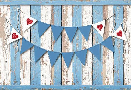 Blue and White Painting Peeling Wood Floor Texture Backdrop for Photography