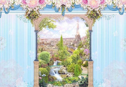 Wedding Overlook Outside The Door Backdrop Ice Curtain With Flowers Photography Background