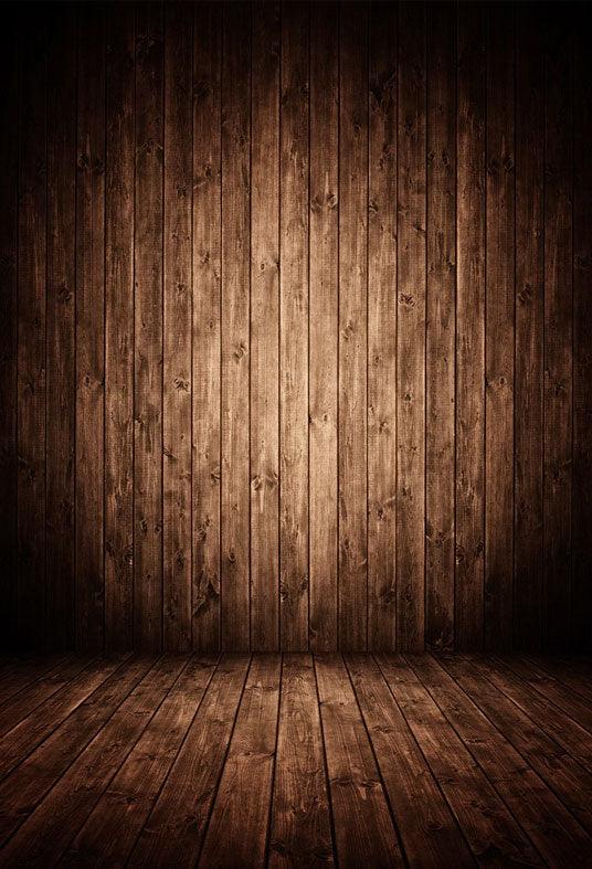 Brown Wood Wall Floor Portrait Photo Backdrops for Studio