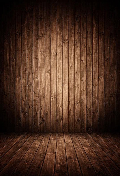 Brown Wood Wall Floor Portrait Photo Backdrops for Studio