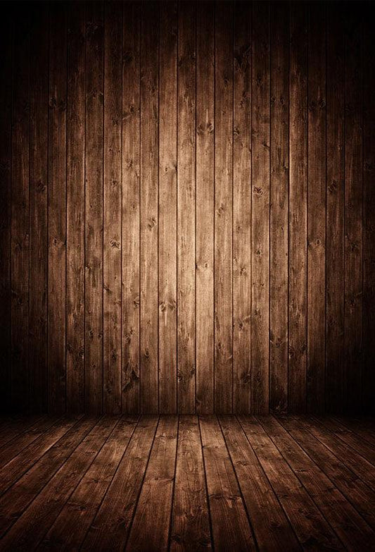 Brown Wood Wall Floor Portrait Photo Backdrops for Studio