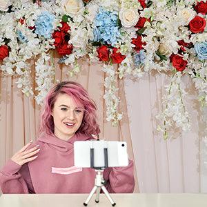 Red and blue Floral Curtain Backdrop Photography Backdrops for Pictures Newborn Birthday Wedding Party Decoration