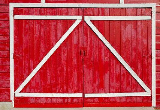 Symmetrical Red Wood Door Backdrops for Party Photography Background