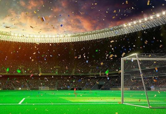 Sunset Green Grass Backdrop Football Field Photography Background